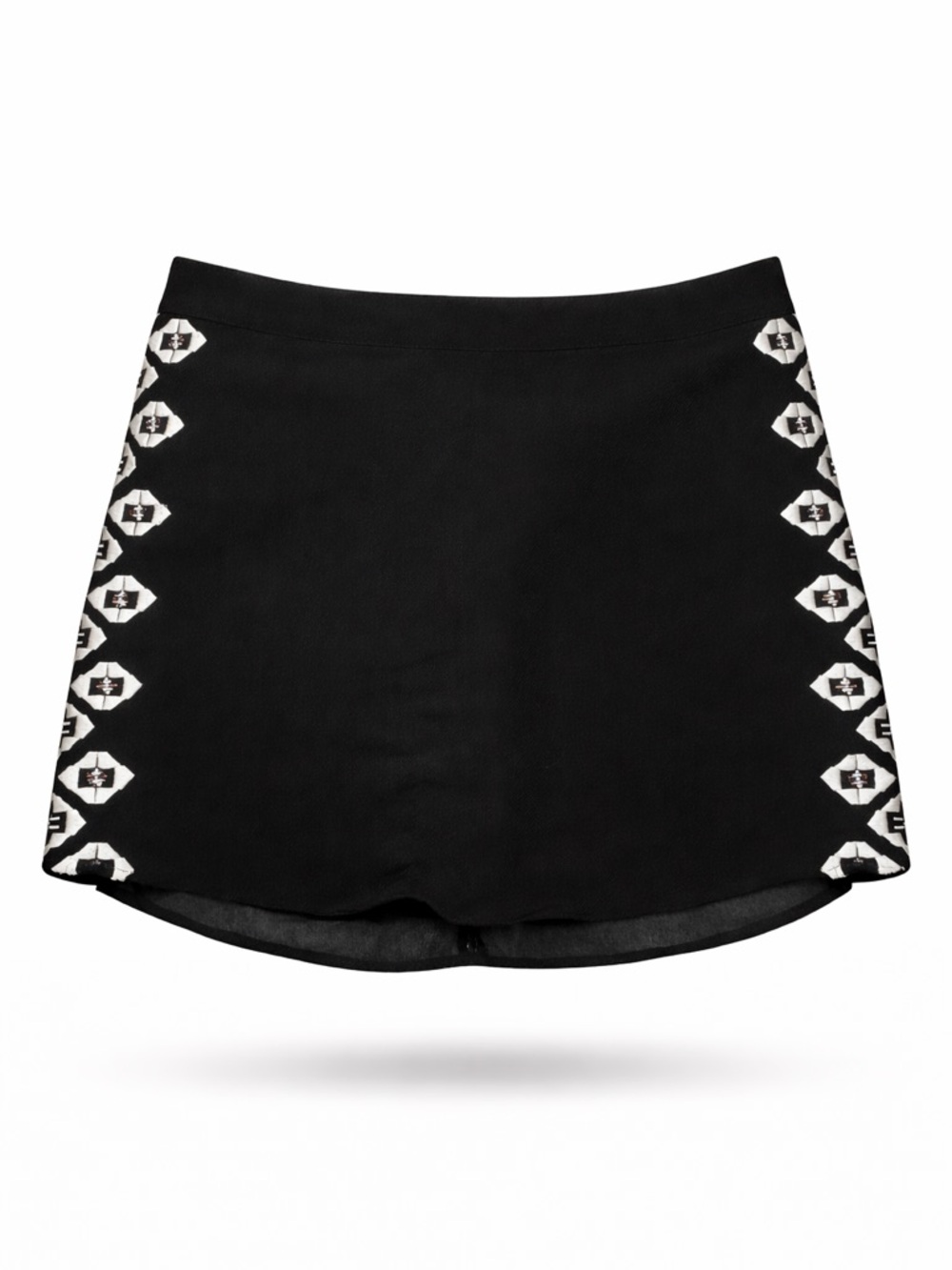 Forever 21 Black Chiffon Mini Skirt with White Geometric Side Trim